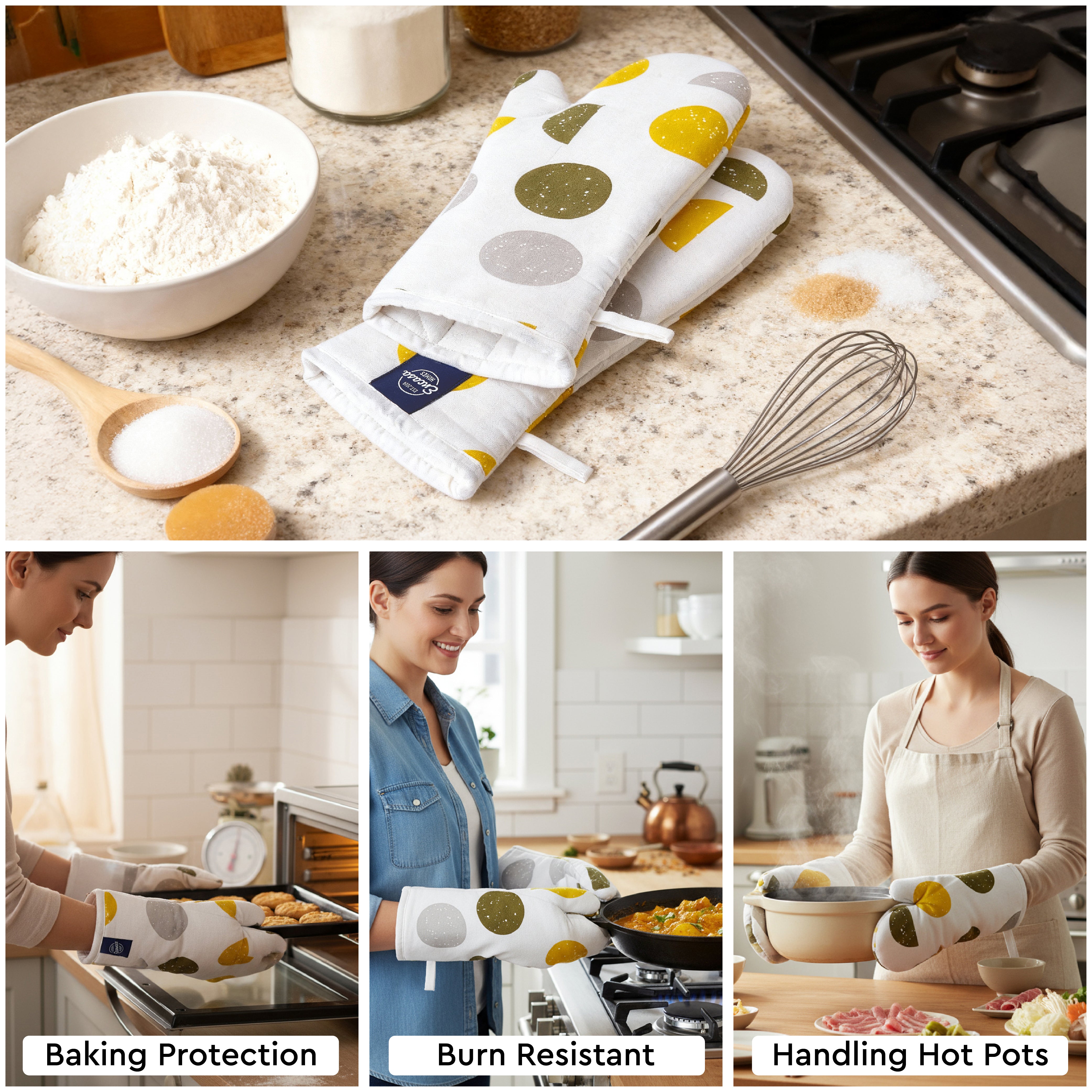 20s Sheeting Yellow Moon Oven Gloves (Pack of 2)