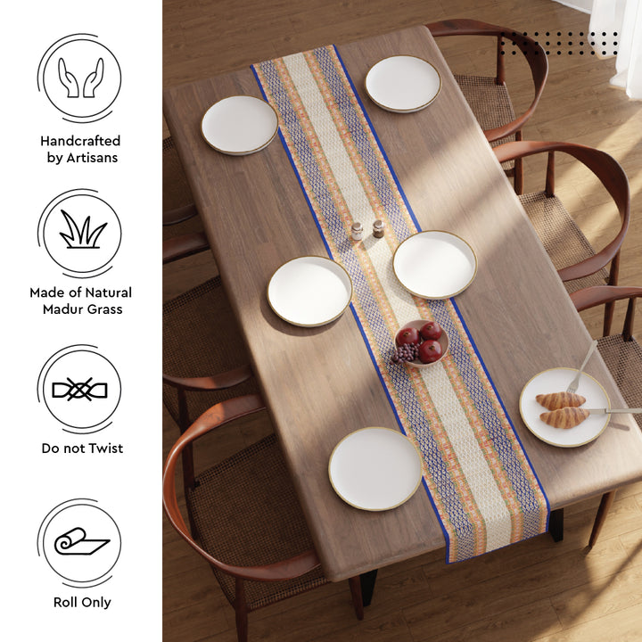 Madur Kathi Blue Table Runner (Pack of 1)