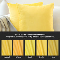 Velvet Lemon Yellow Cushion Cover (Pack of 2)