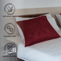 Embossed Velvet Maroon Cushion Cover (Pack of 2)