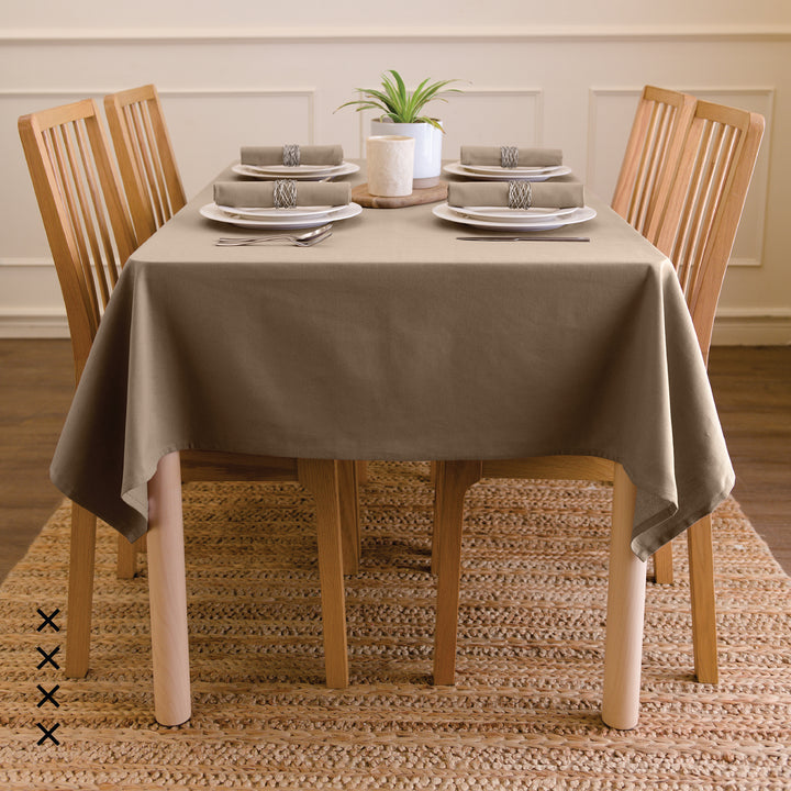 Cotton Taupe Table Cloth (Pack of 1)