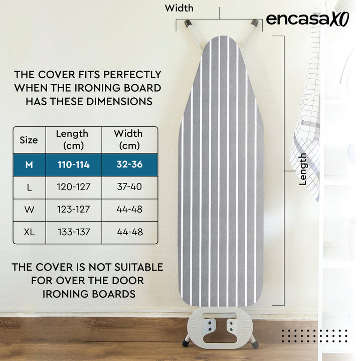 Cotton Roma Grey Stripes Ironing Board Cover (Pack of 1)
