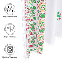 Polyester Boho Bright Green Curtain (Pack of 2)