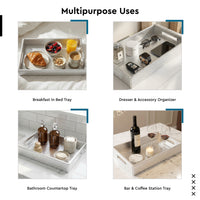 Leather Silver Leather Serving Tray