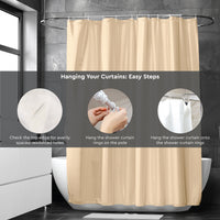 Polyester Beige Shower Curtain (Pack of 1)