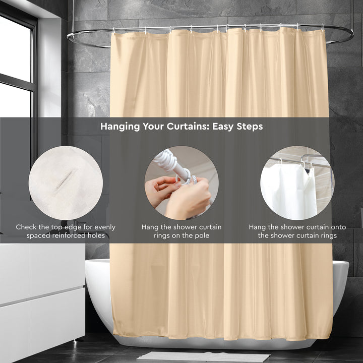 Polyester Beige Shower Curtain (Pack of 1)