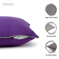 Cotton Grey+Purple Cushion Cover (Pack of 2)
