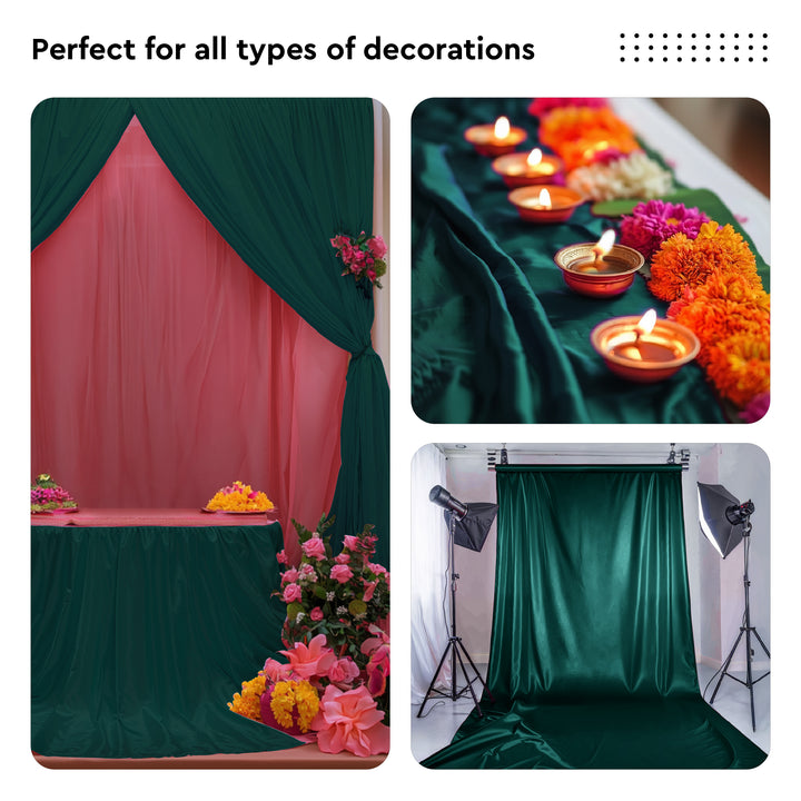 Satin Polyester Silk Teal Green Fabric