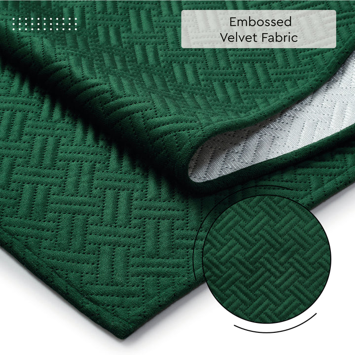 Quilted Velvet Forest Green Table Runner