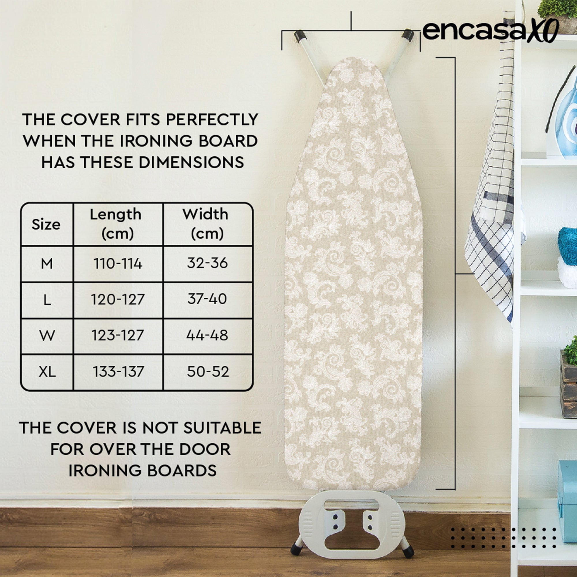 Cotton Beige Ironing Board Cover (Pack of 1)