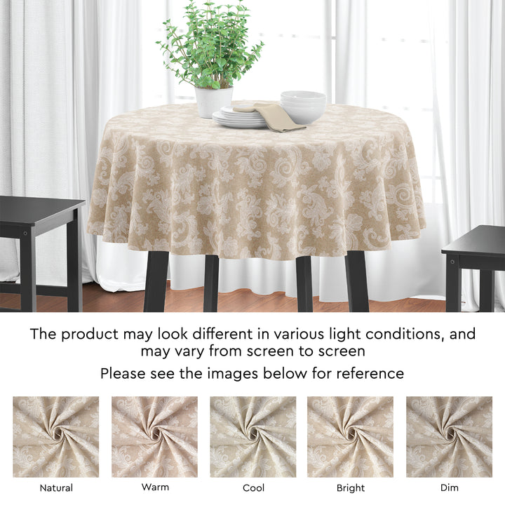 Cotton chambray Beige Table Cloth (Pack of 1)