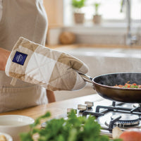 Cotton Buffalo Beige Checks Oven Glove & Pot Holder