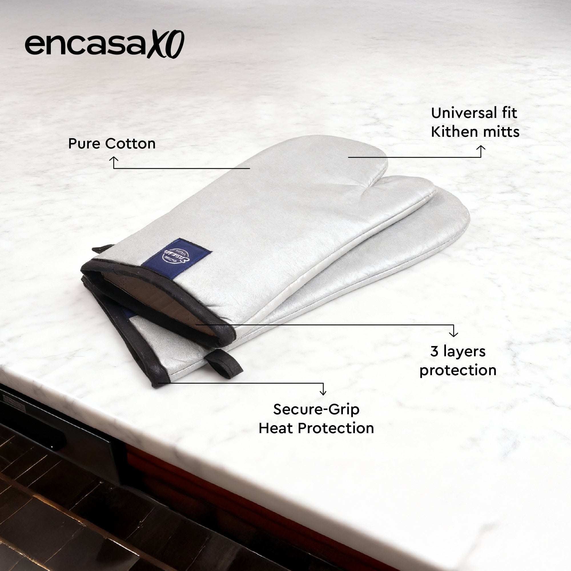 Silver Oven Gloves (Pack of 2)