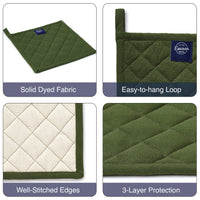 Cotton Leaf Green Pot Holders (Pack of 2)