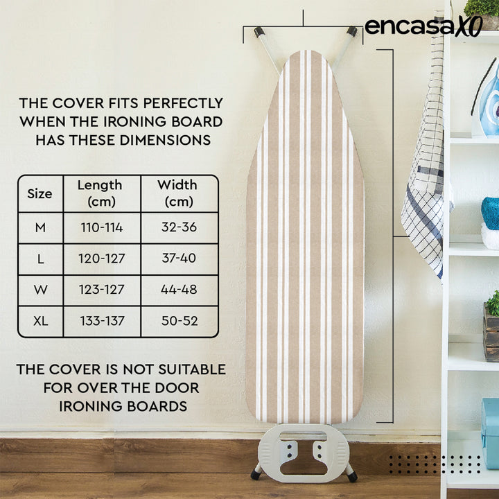 Cotton Franca Beige Stripes Ironing Board Cover (Pack of 1)