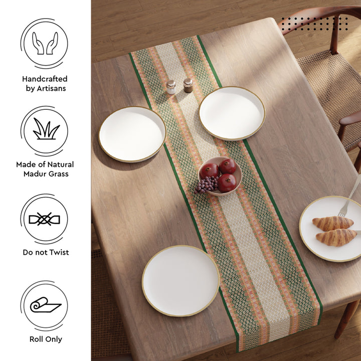 Madur Kathi Green Table Runner (Pack of 1)