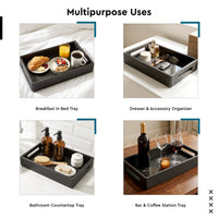 PU-Leather Grey Leather Serving Tray