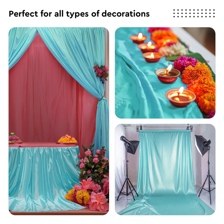 Satin Polyester Silk Turquoise Fabric