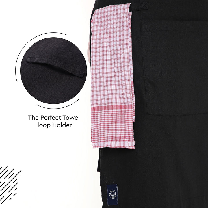 Cotton Full Black Apron (Pack of 1)