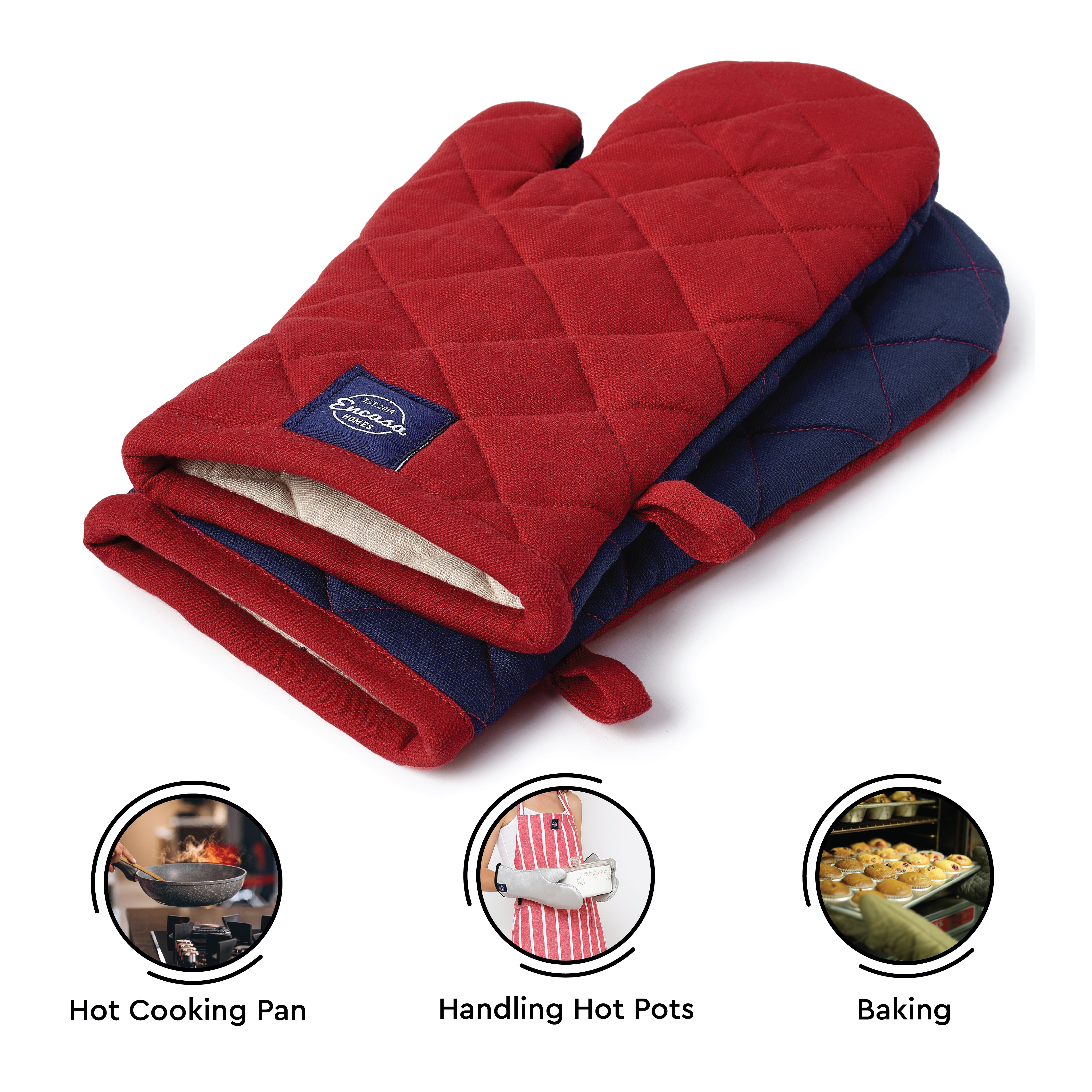 Cotton Red Oven Gloves (Pack of 2)