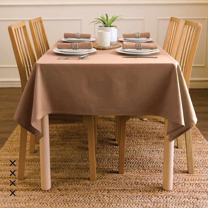 Cotton Tan Table Cloth (Pack of 1)
