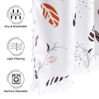 Polyester Boho Leaves Curtain (Pack of 2)