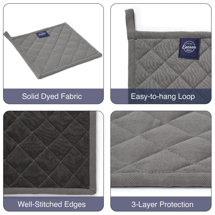 Cotton Grey Pot Holders (Pack of 2)