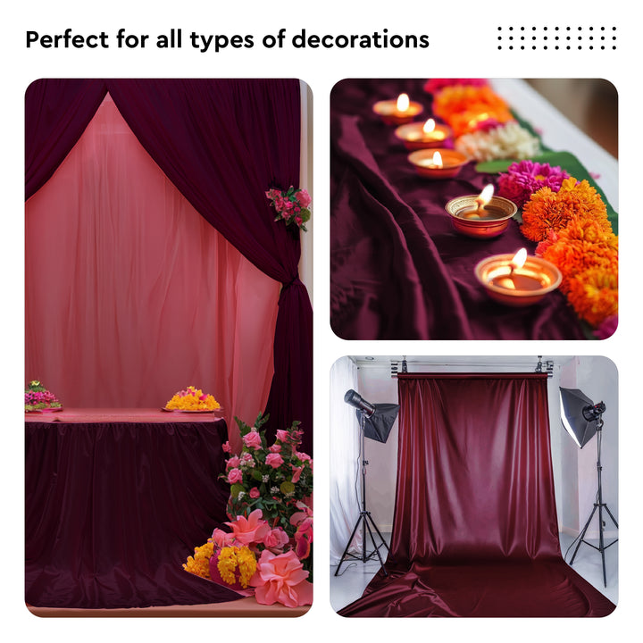 Satin Polyester Silk Dark Wine Fabric