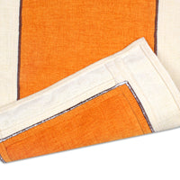 Cotton Off White & Orange Table Runner (Pack of 1)