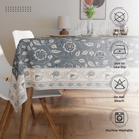 WR Spun Polyester French Grey Printed Table Cloth (Pack of 1)