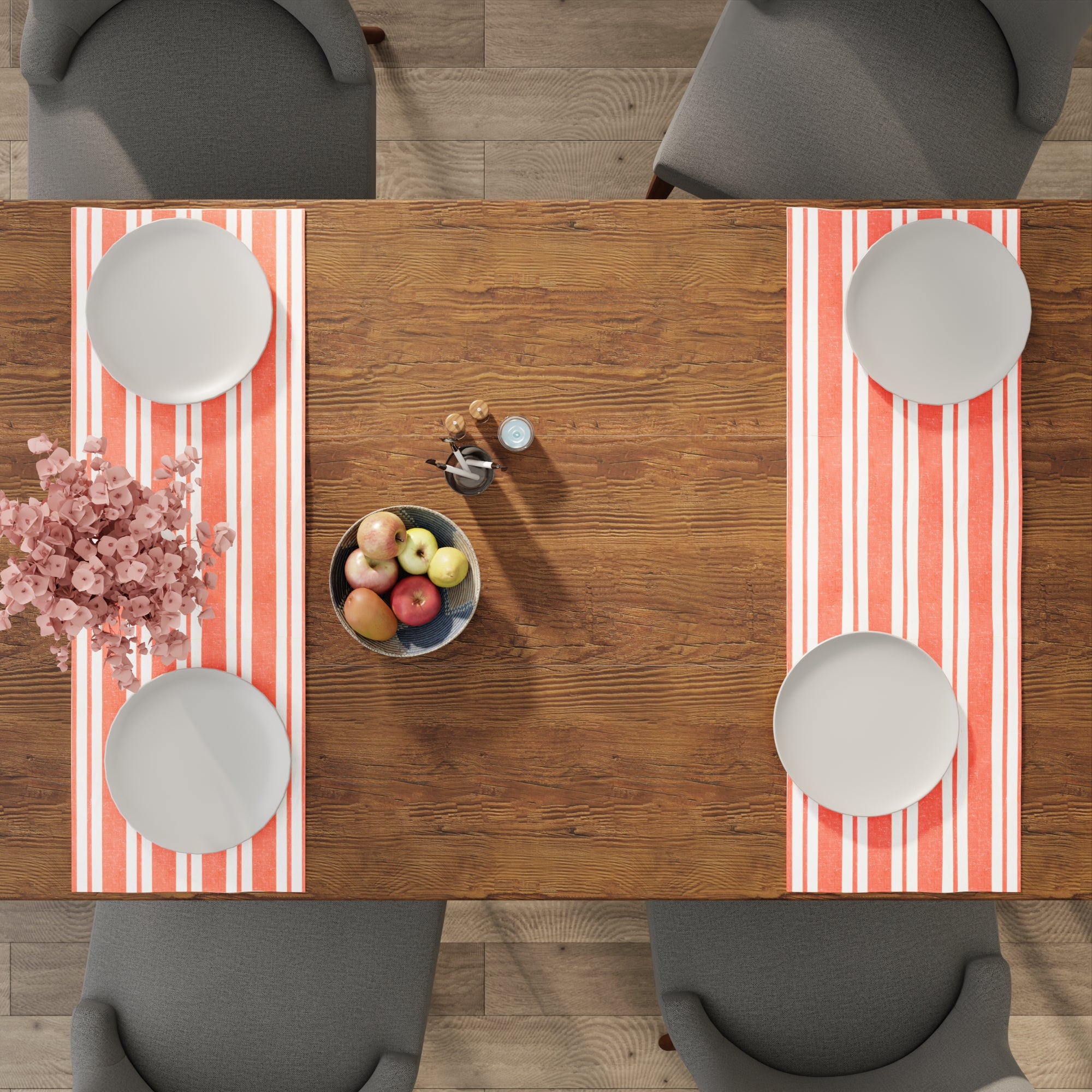 Cotton Canvas Franca Orange Stripes Table Runner