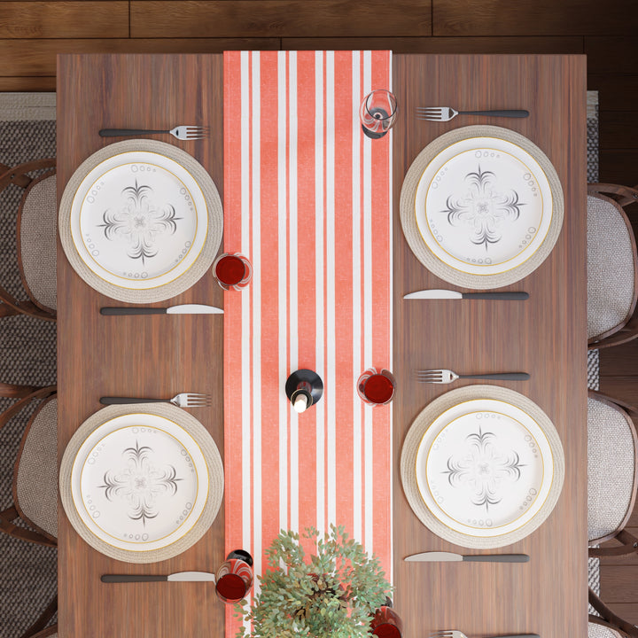 RC Yarn-Dyed Franca Orange Stripes Table Runner (Pack of 1)