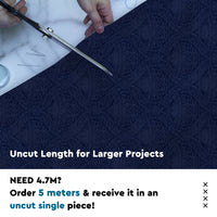 Embossed Velvet Navy Blue Fabric