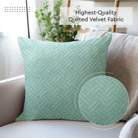 Quilted Velvet Teal Cushion Cover (Pack of 2)