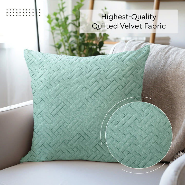 Quilted Velvet Teal Cushion Cover (Pack of 2)