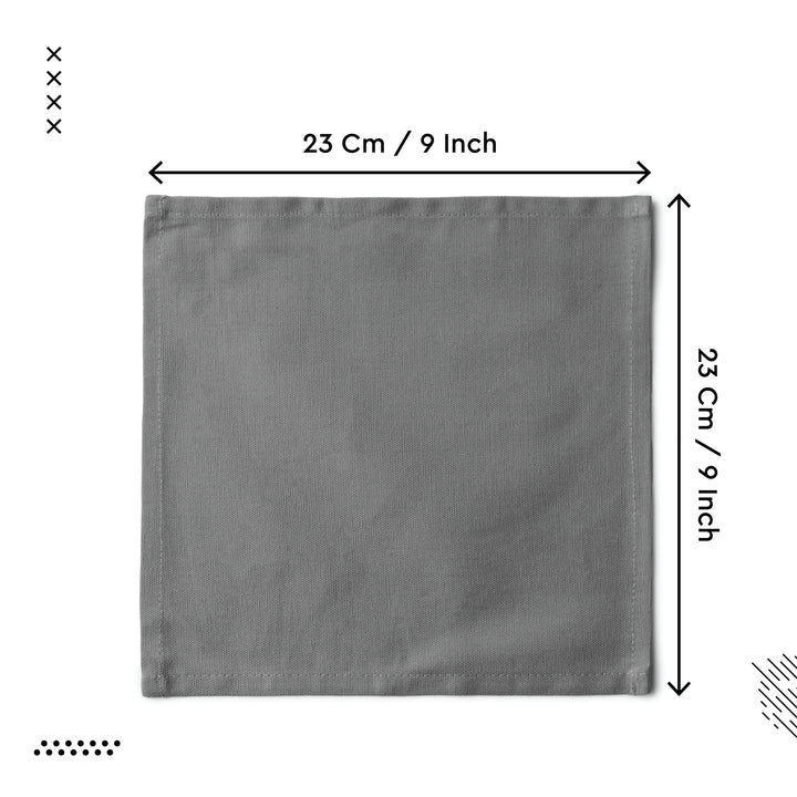 Cotton Grey Table Napkins (Pack of 12)