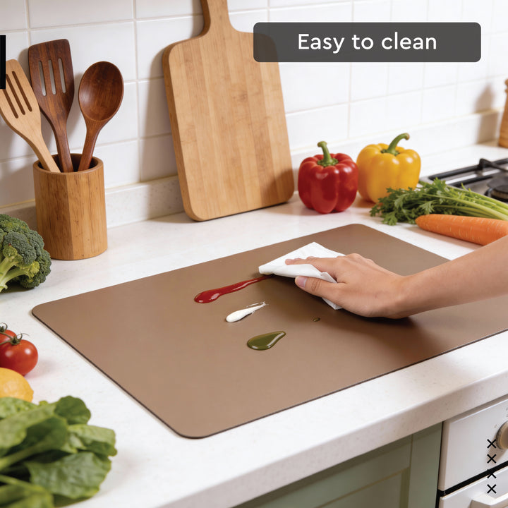 2 Sided Leather Taupe Placemat + Coaster