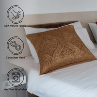 Embossed Velvet Coffee Cushion Cover (Pack of 2)