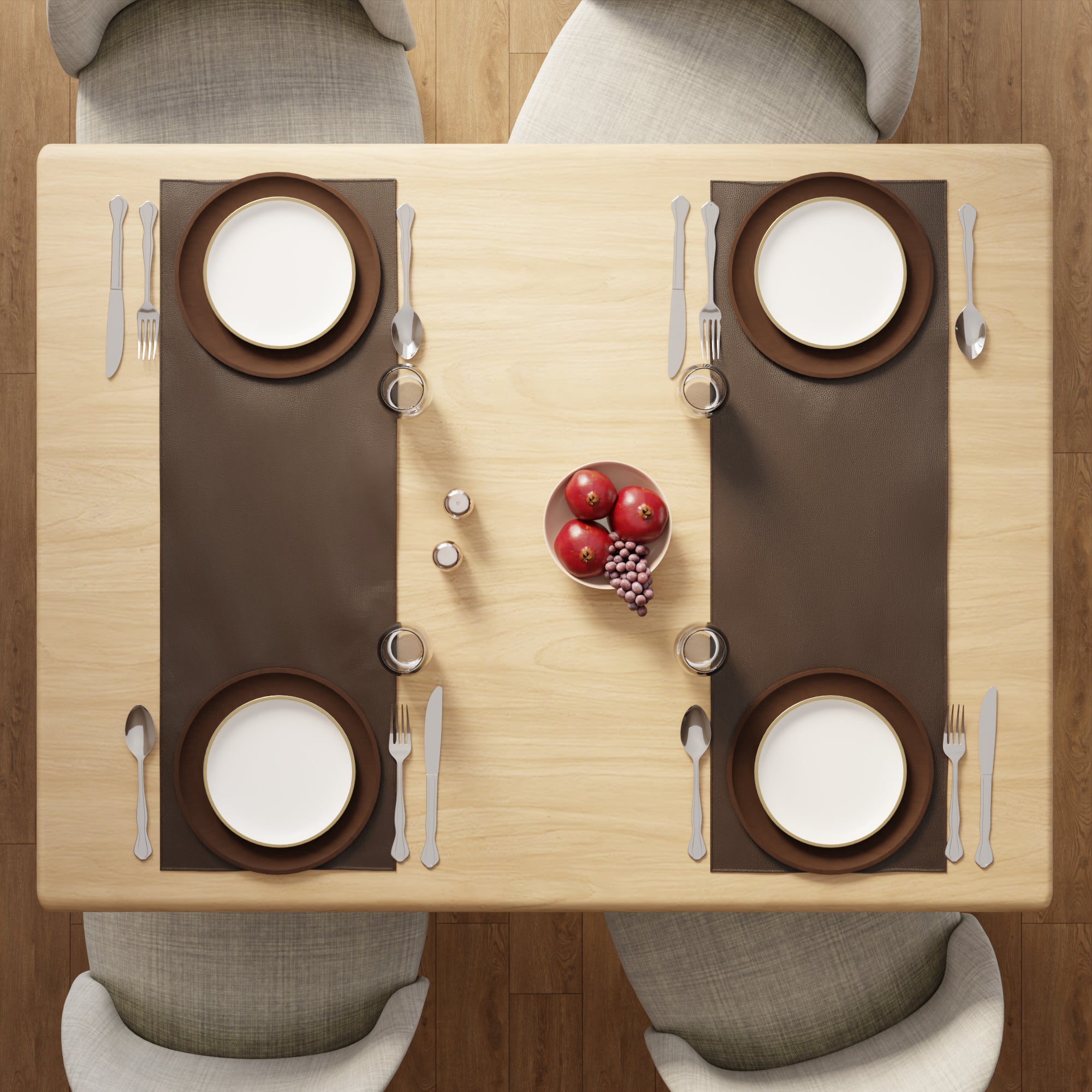 Faux Leather Dark Brown Table Runner