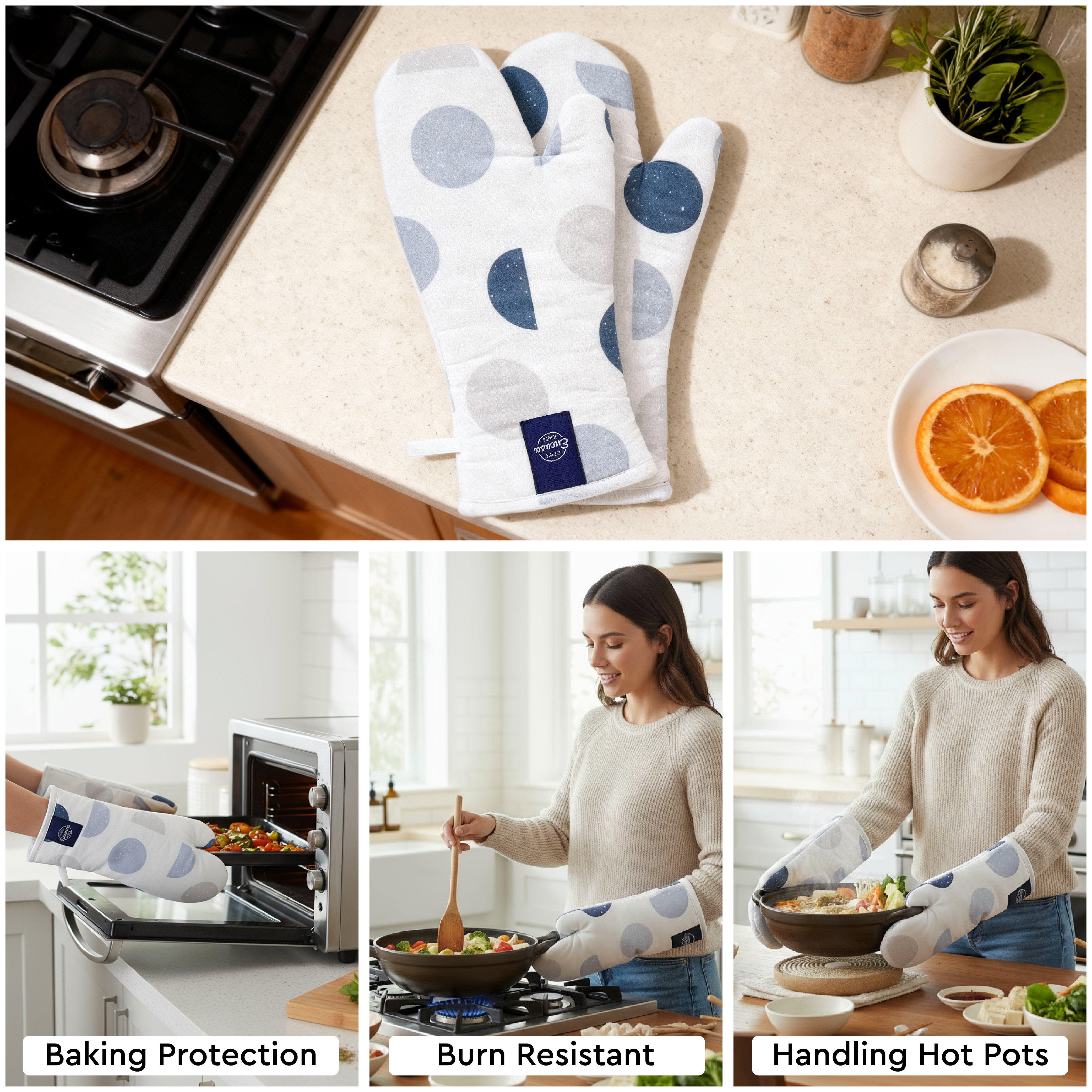 20s Sheeting Blue Moon Oven Gloves (Pack of 2)