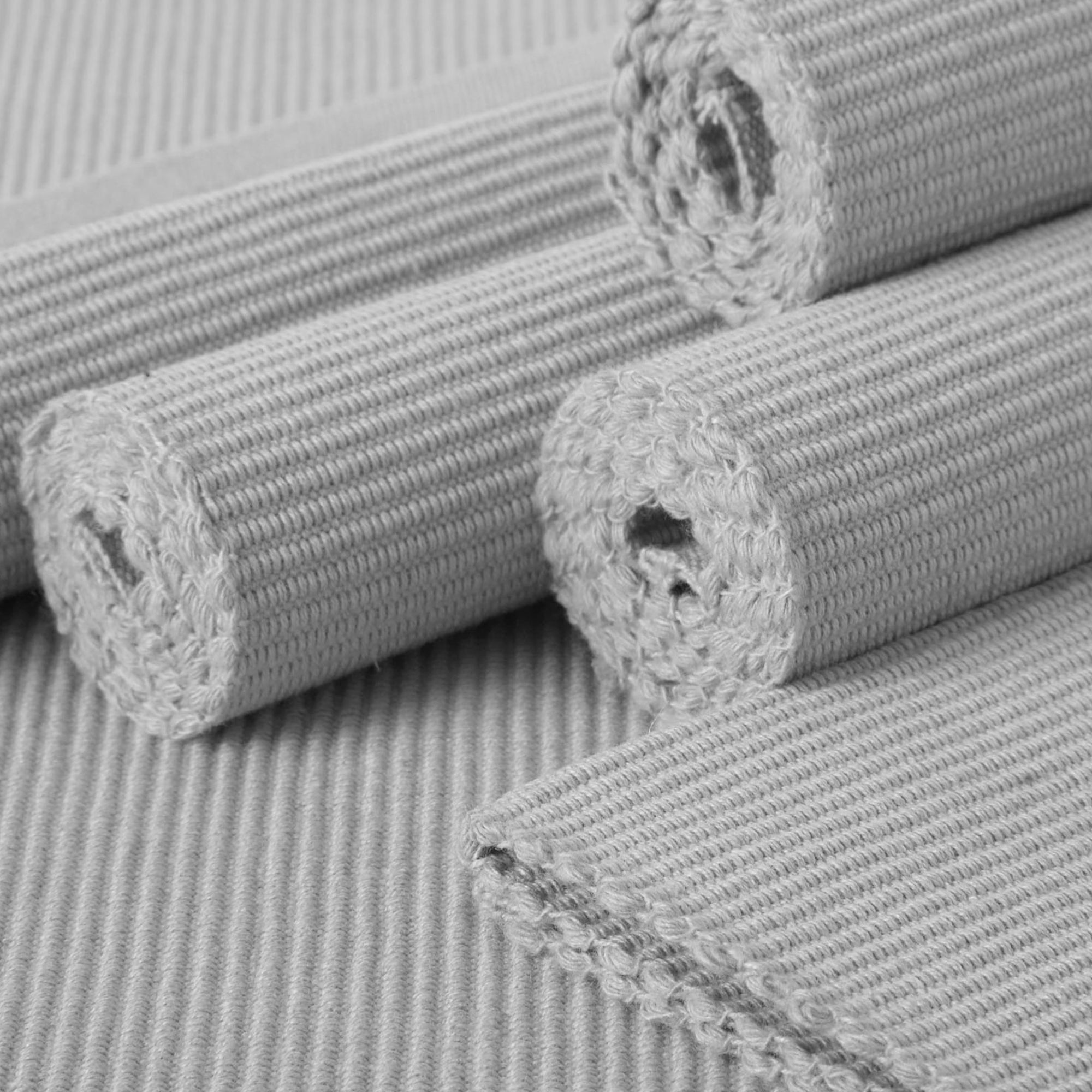Ribbed Cotton Light Grey Placemat (Pack of 6)