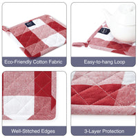 Cotton Buffalo Red Checks Pot Holders (Pack of 2)