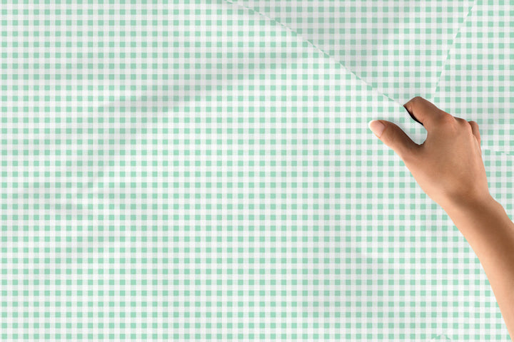 20s Sheeting Light Green Checks Fabric (1 Meter)