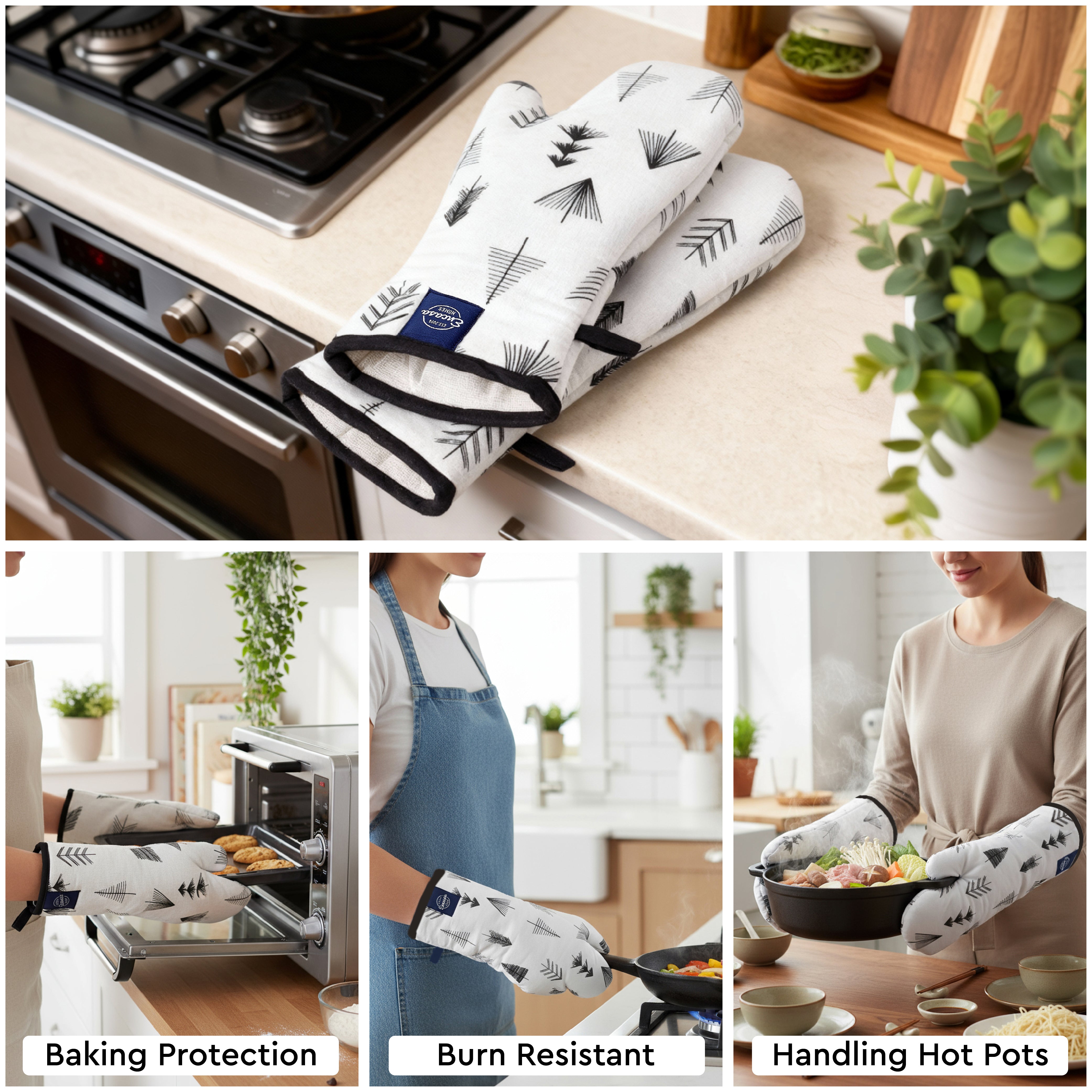 20s Sheeting Black Arrow Oven Gloves (Pack of 2)