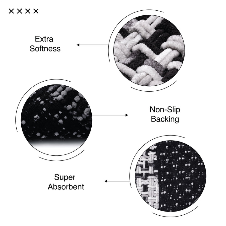 Cotton Black Bathmat (Pack of 1)