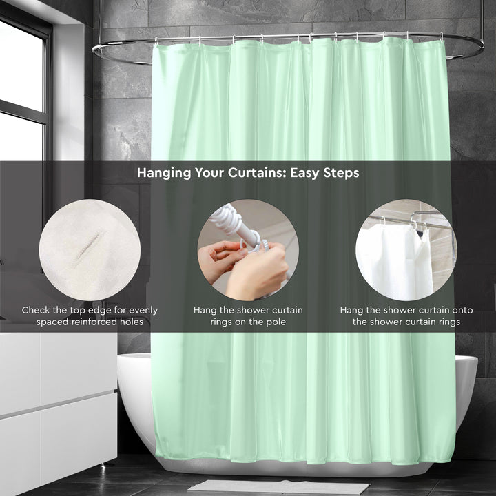 Polyester Mint Shower Curtain (Pack of 1)