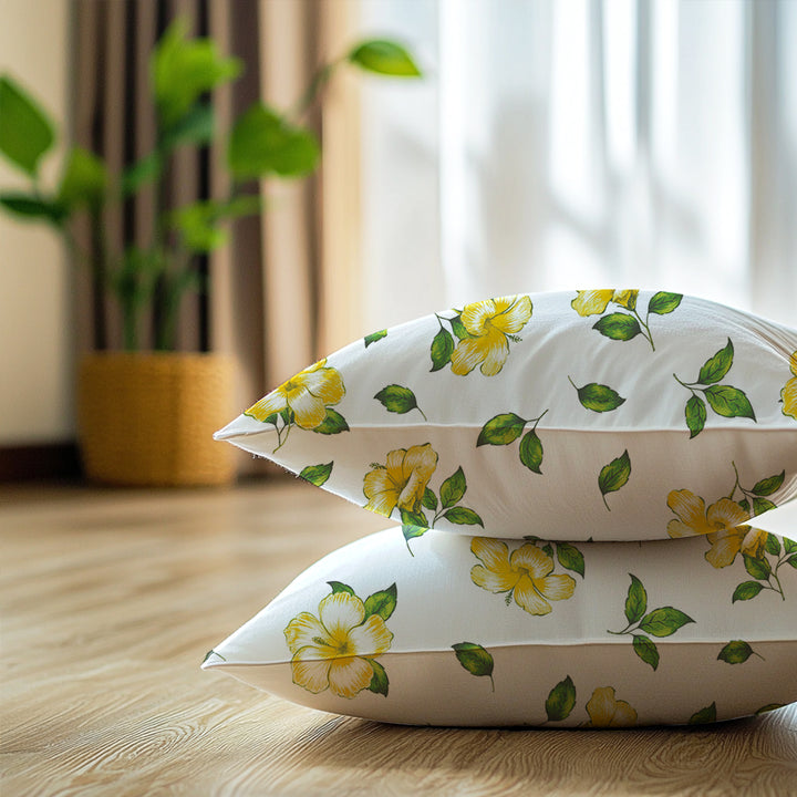 Micro Hibiscus Yellow Cushion Cover