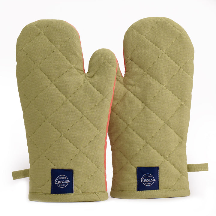 Canvas Sage & Coral Oven Gloves (Pack of 2)