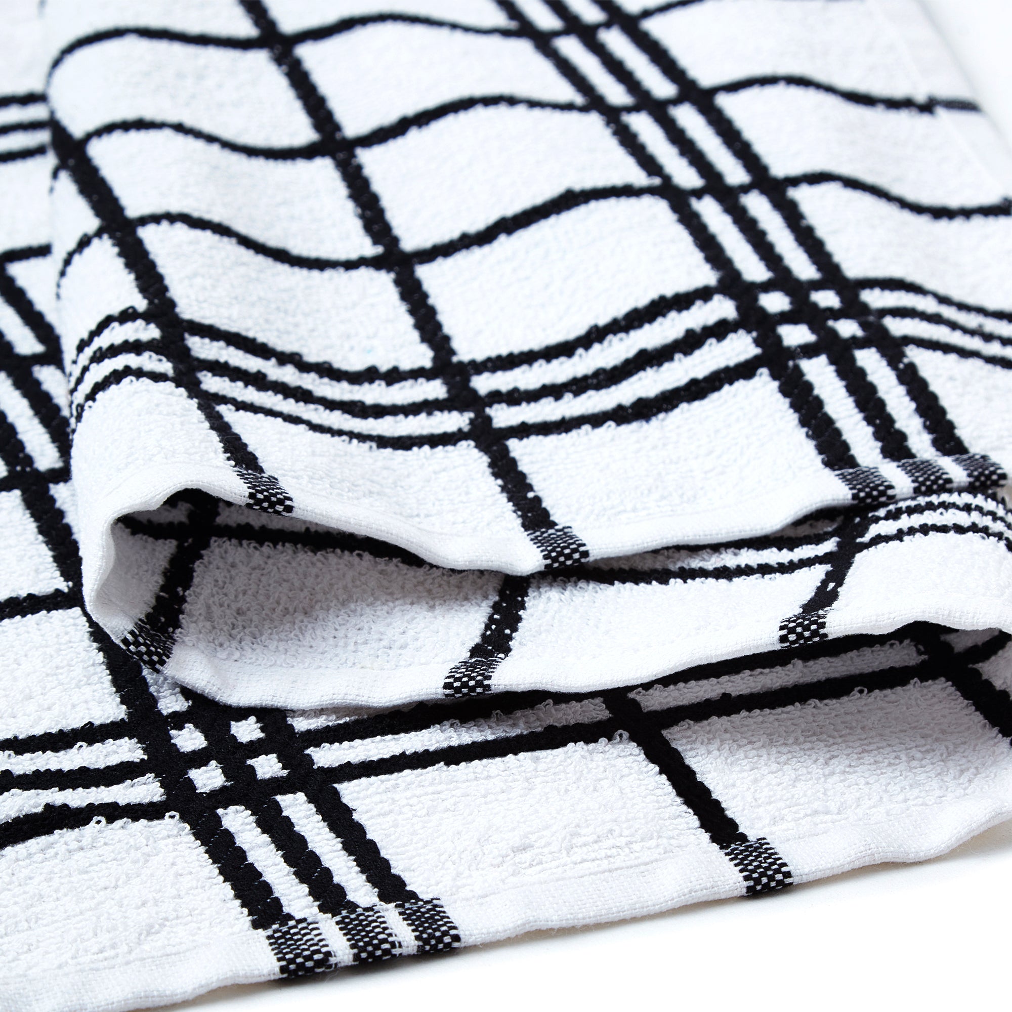 Cotton Black Non-terry+Terry Kitchen Towel (Pack of 4)