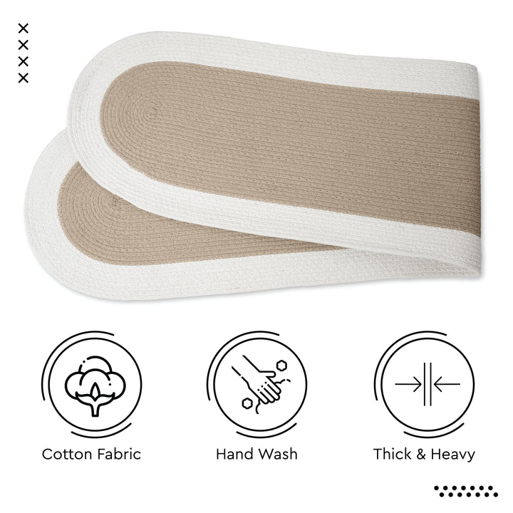 Cotton Beige & Off White Table Runner (Pack of 1)